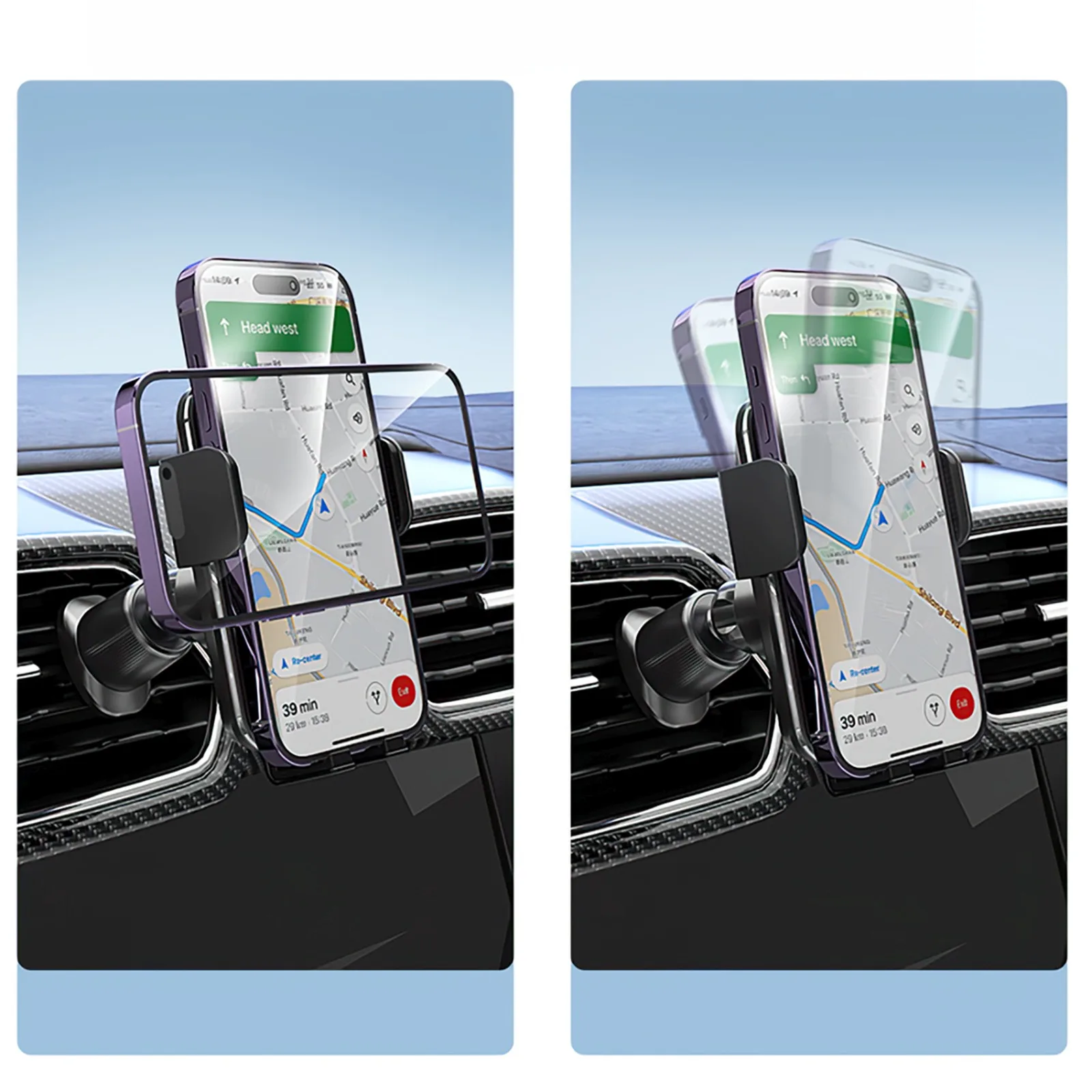 Klemmenhalterung für das Armaturenbrett mit 15-W-Wireless-Ladegerät – schwarz 9