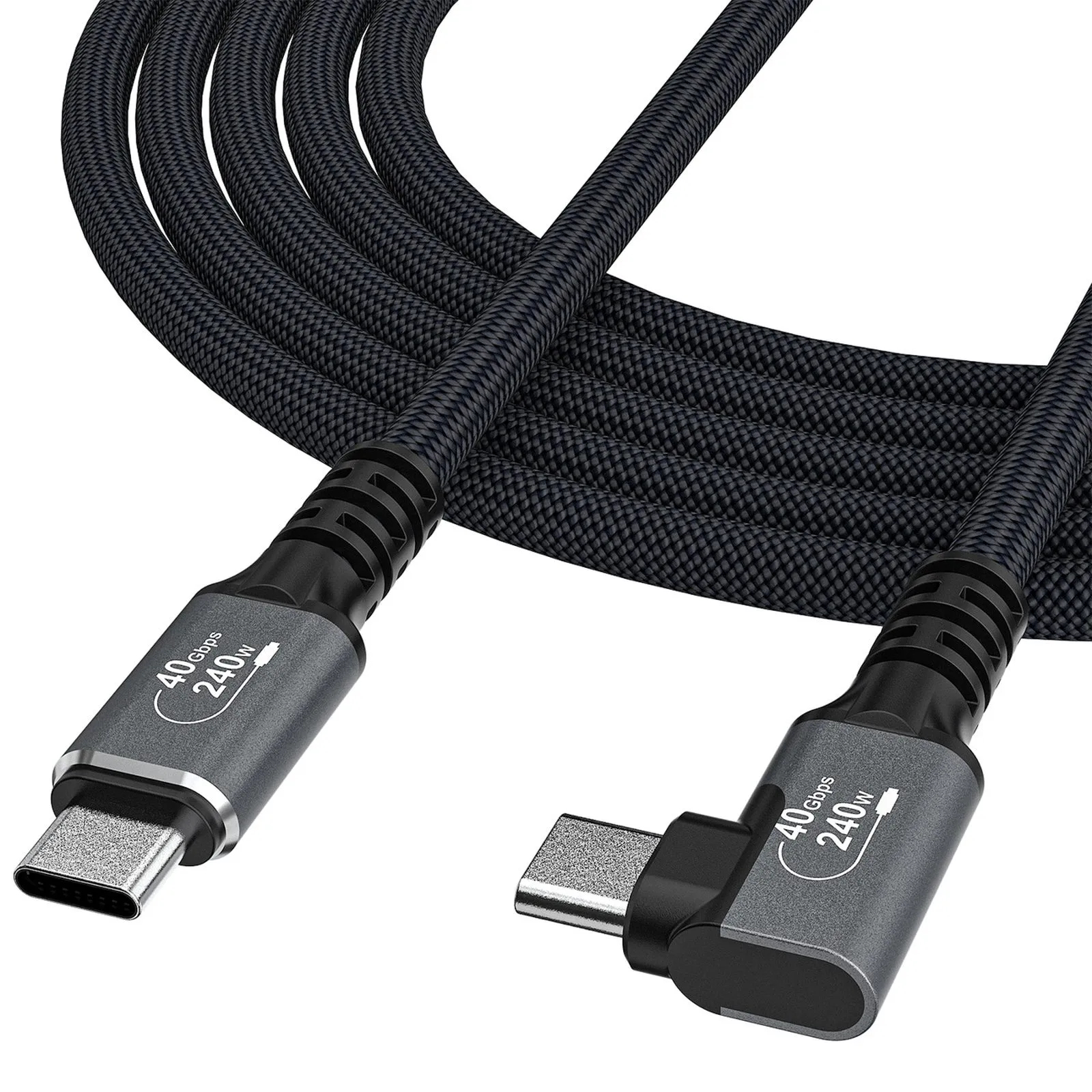 240 W-os, 1,5 m-es, 4K USB-C – Thunderbolt 4 szögletes kábel – fekete
