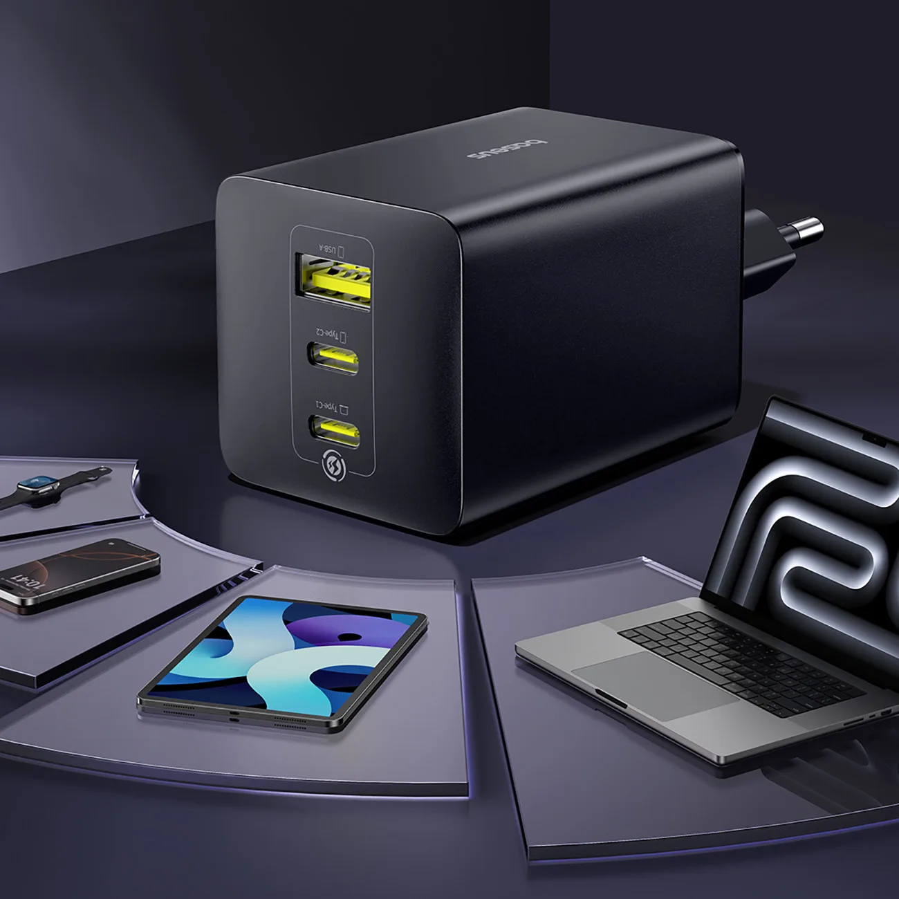 Ładowarka sieciowa USB-A USB-C EnerFill FE11 100W - czarna 8
