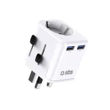 Adapter sieciowy podróżny UK US AUS Asia EU USB-A - biały