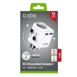 Adapter sieciowy podróżny UK US AUS Asia EU USB-A - biały 2