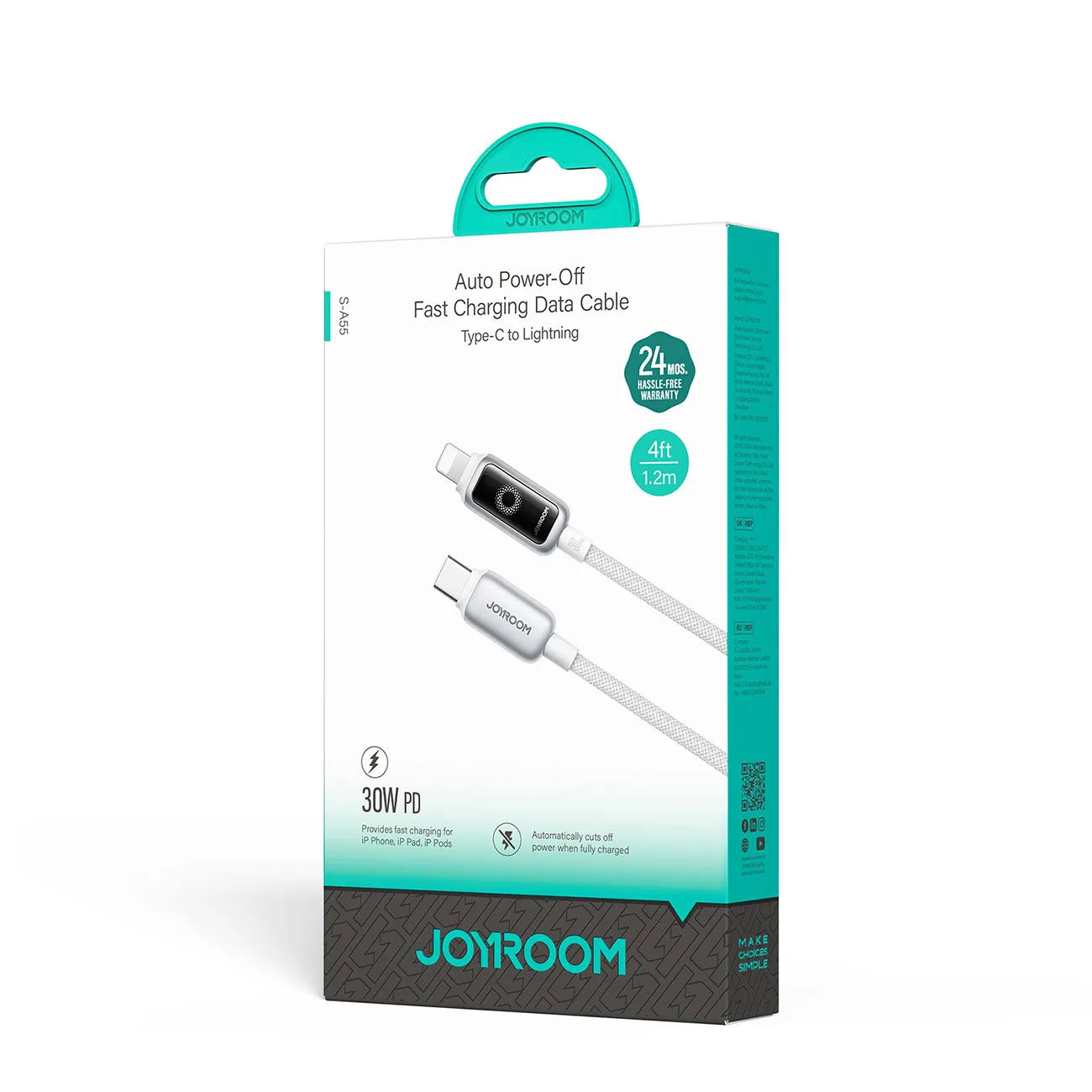 USB-C – iPhone Lightning kábel, 30 W, 1,2 m – fehér 2