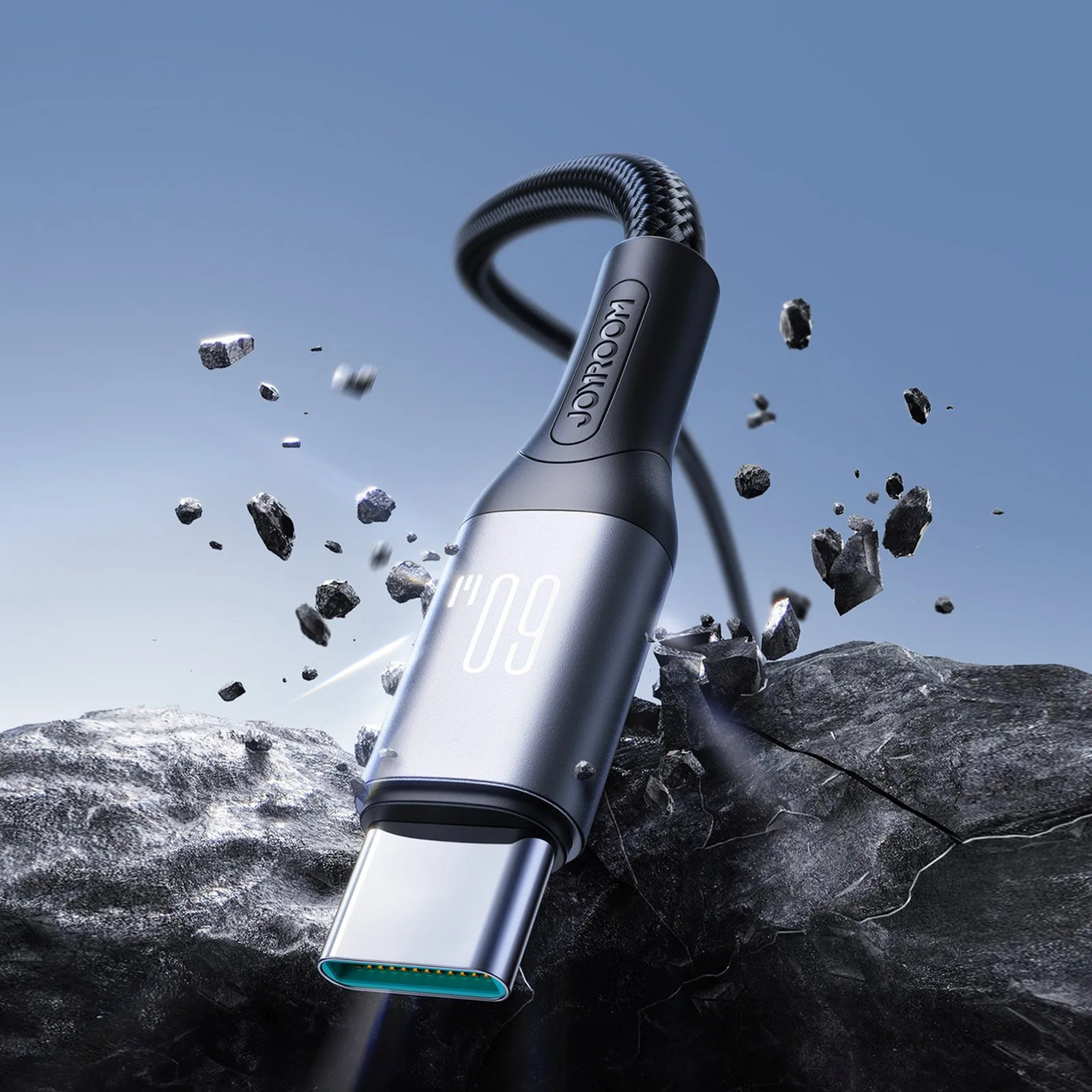 Cablu USB-C împletit S-A28, 60 W, 2 m - negru 4