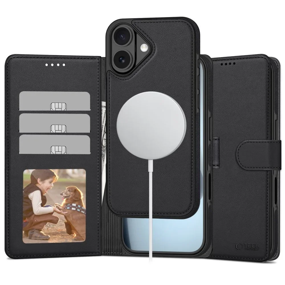 Összecsukható pénztárca tok kártyatartókkal iPhone 17-hez MagSafe Wallet - matt fekete Összecsukható pénztárca tok kártyatartókkal iPhone 17-hez MagSafe Wallet - matt fekete