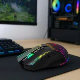 Mysz bezprzewodowa gamingowa optyczna z akumulatorem oświetleniem RGB 3200 DPI - czarna 6