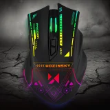 Mysz bezprzewodowa gamingowa optyczna z akumulatorem oświetleniem RGB 3200 DPI - czarna 9