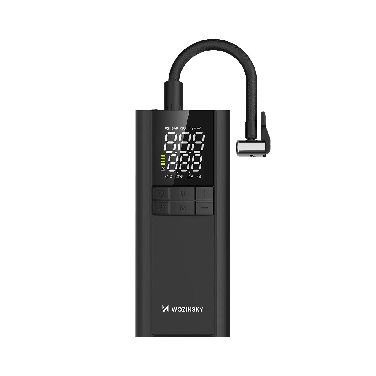 Elektromos pumpa kompresszor, power bank, zseblámpa, 150 PSI, 8000 mAh – fekete