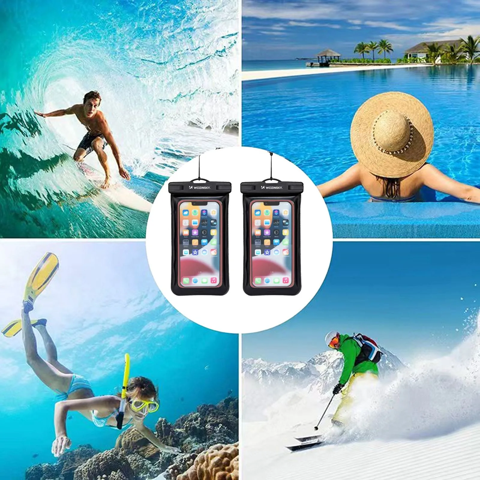 Wasserdichte Schutzhülle für Mobiltelefone 187 x 110 mm – schwarz 3