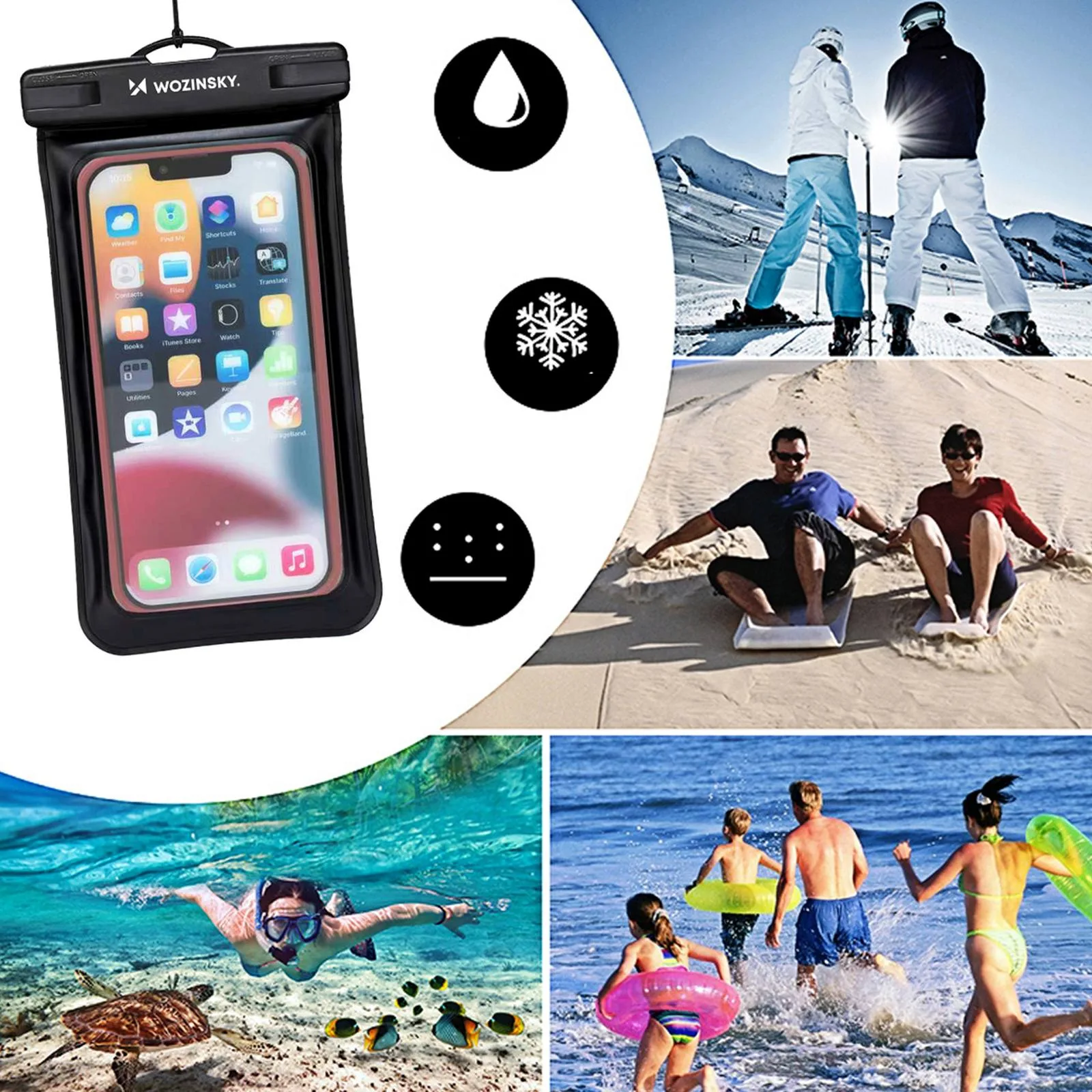 Wasserdichte Schutzhülle für Mobiltelefone 187 x 110 mm – schwarz 5