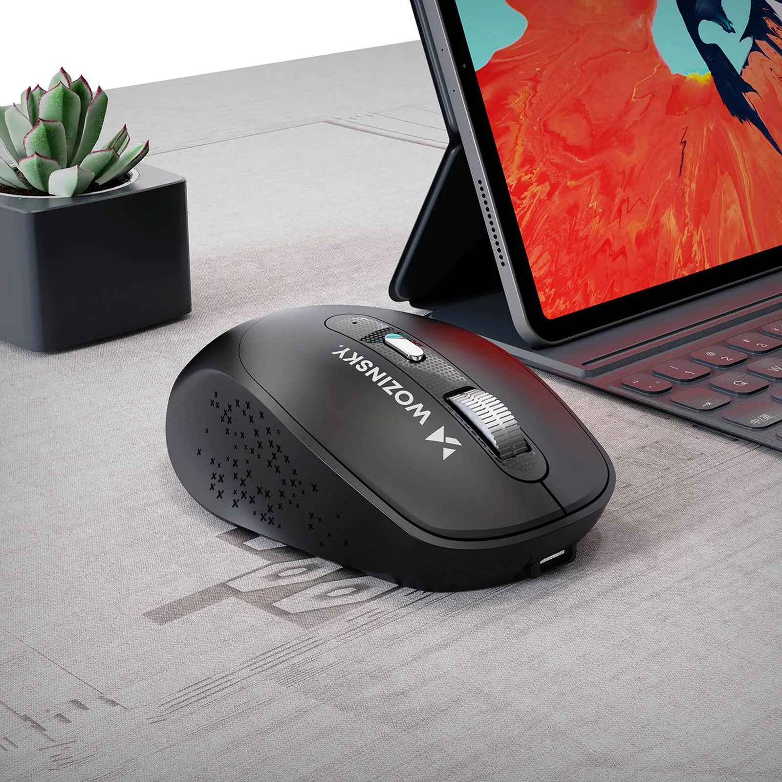 Mouse wireless ergonomic, 6 butoane, Bluetooth, 1600 DPI - negru 6