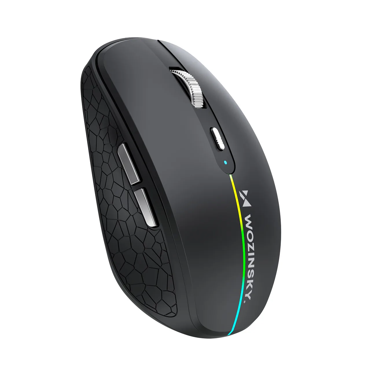 Vezeték nélküli háttérvilágítású egér, 6 gomb, Bluetooth, 1600 DPI, RGB – Fekete