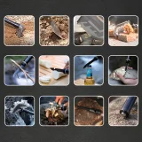 Lopată multifuncțională de supraviețuire cu cuțit, ciocan, cremene, fluier și harpon - gri 3