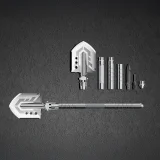 Lopată multifuncțională de supraviețuire cu cuțit, ciocan, cremene, fluier și harpon - gri 4
