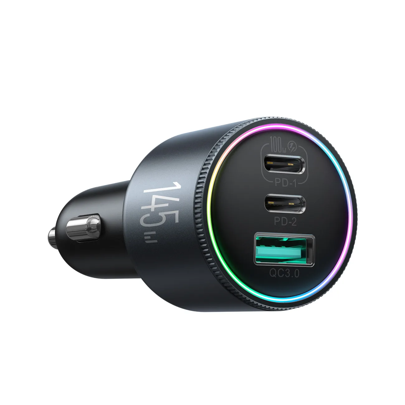 USB-A na USB-C automobilski punjač s kabelom, 145W - tamnosiva 2