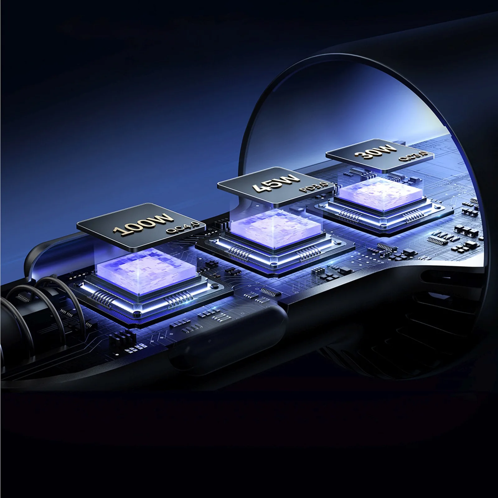 USB-A na USB-C automobilski punjač s kabelom, 145W - tamnosiva 7