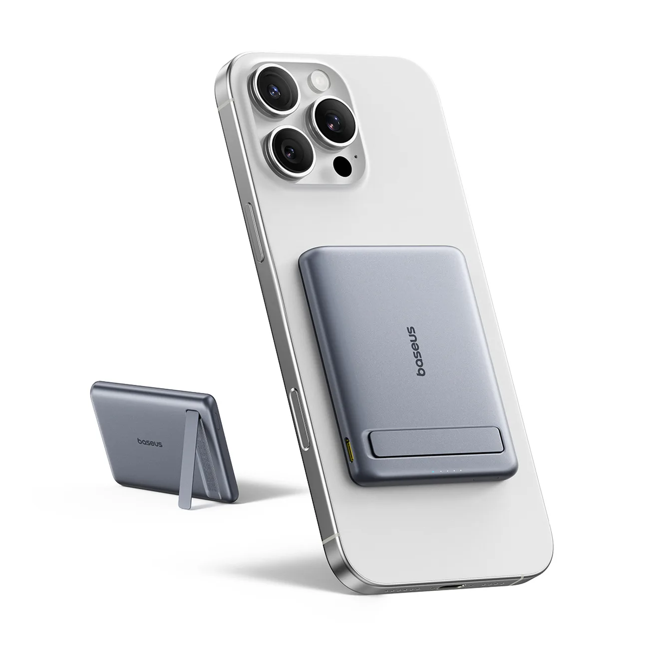 Powerbank ultracienki 5000mAh z podstawką kablem PicoGo AM31 Qi2 MagSafe 20W - szary 2