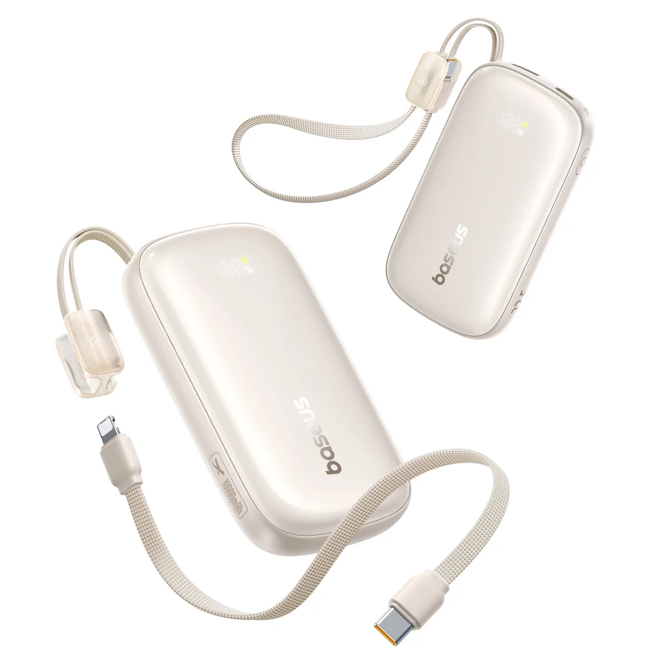 Powerbank 10000mAh 22.5W z kablem smyczą EnerFill FC21 Qpow 3 Ultra - beżowy 2