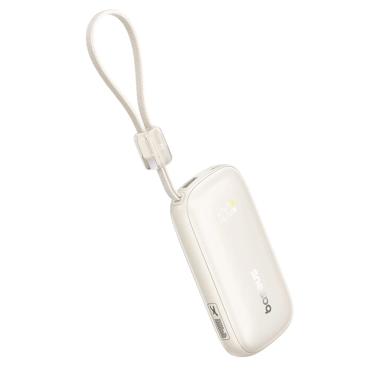 Powerbank 10000mAh 22.5W z kablem smyczą EnerFill FC21 Qpow 3 Ultra - beżowy 3
