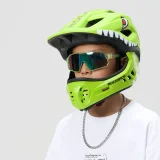 Kask rowerowy dziecięcy z odpinaną szczęką rozmiar S 48-52cm - zielony rekin 2