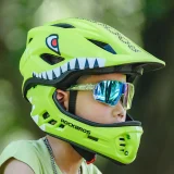 Kask rowerowy dziecięcy z odpinaną szczęką rozmiar S 48-52cm - zielony rekin 8