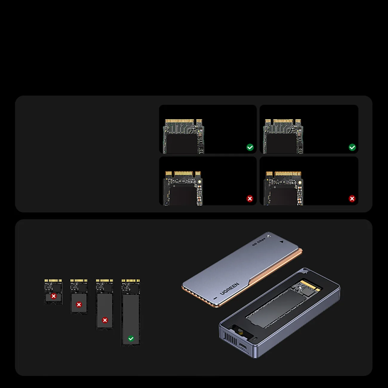 M.2 NVMe SSD enclosure with active cooling, USB4 40Gb/s - gray 4