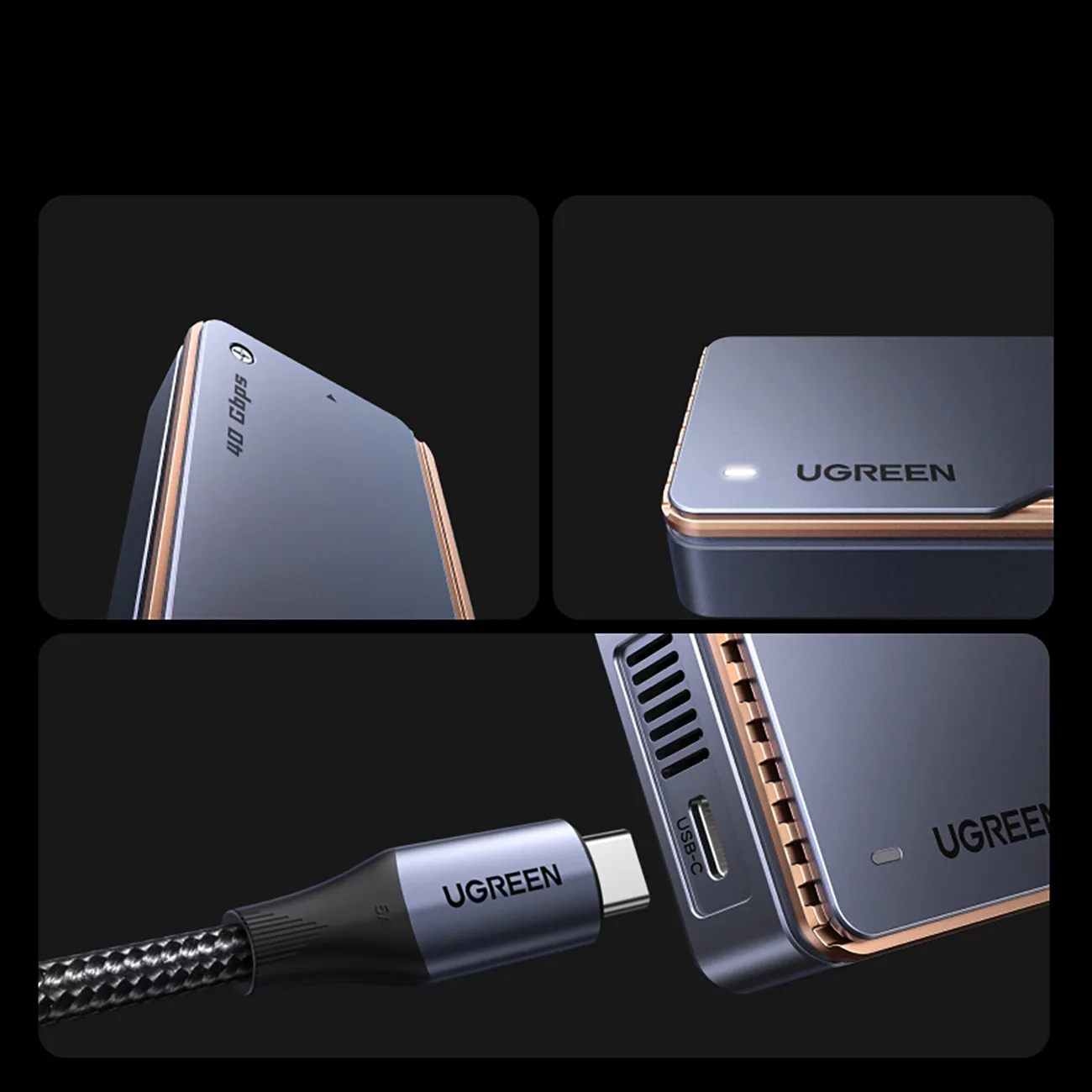 M.2 NVMe SSD enclosure with active cooling, USB4 40Gb/s - gray 6
