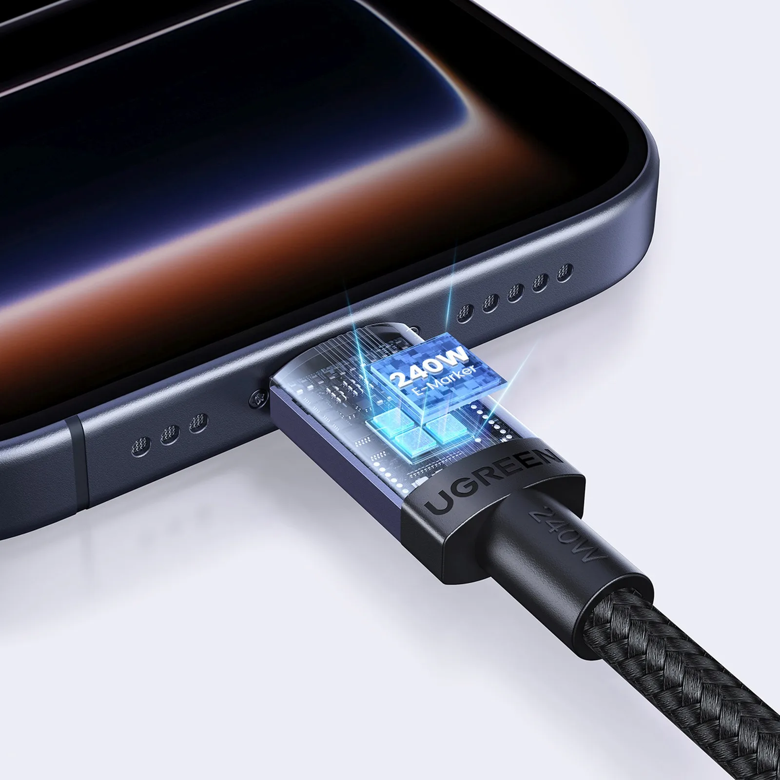 USB-C PD 240 W-os 3 m-es kábel – fekete 11