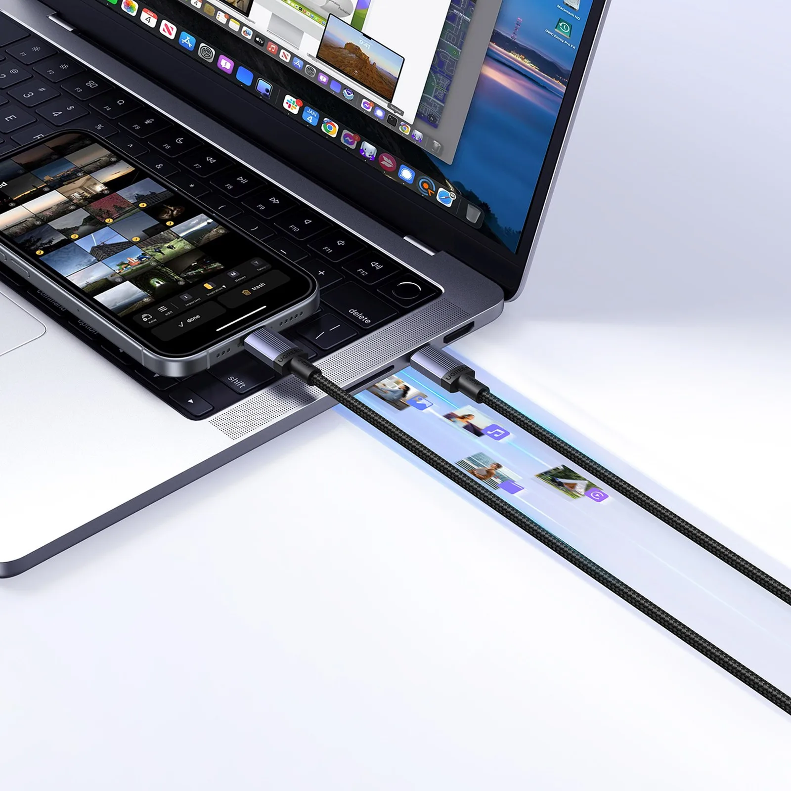 USB-C PD 240 W-os 3 m-es kábel – fekete 4