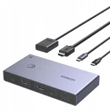 KVM prekidač za 2 računala i 1 monitor s USB-C i HDMI 4K 60Hz - sivi