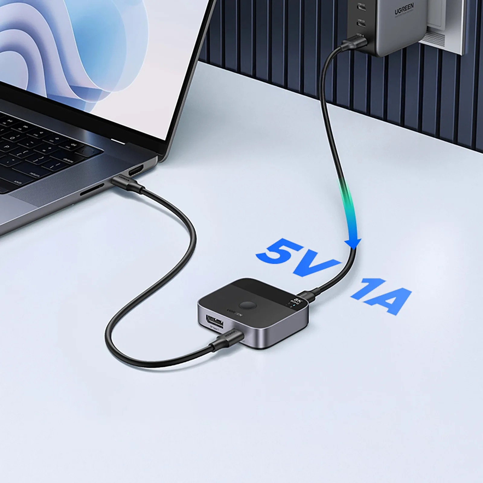 Preklopnik DisplayPort USB-C na USB-C - sivi 7