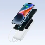 10000mAh 22,5W LiPo Power Bank s ugrađenim USB-C i iPhone Lightning kabelima - bijela 11