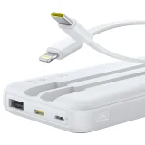 10000mAh 22,5W LiPo Power Bank s ugrađenim USB-C i iPhone Lightning kabelima - bijela 5