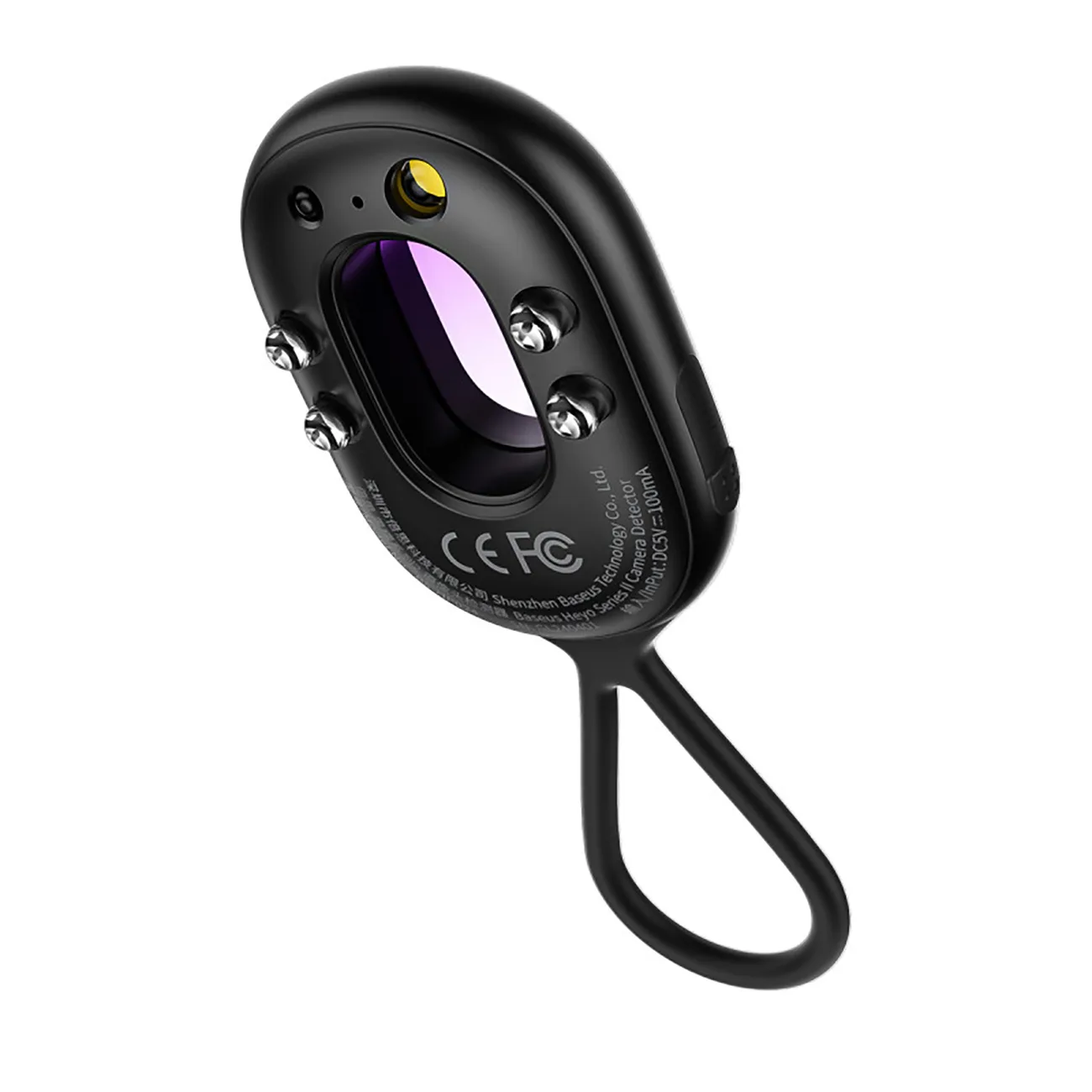 Hidden Camera Detector with Alarm, Mini Flashlight, and USB-A to USB-C Cable - Black 2
