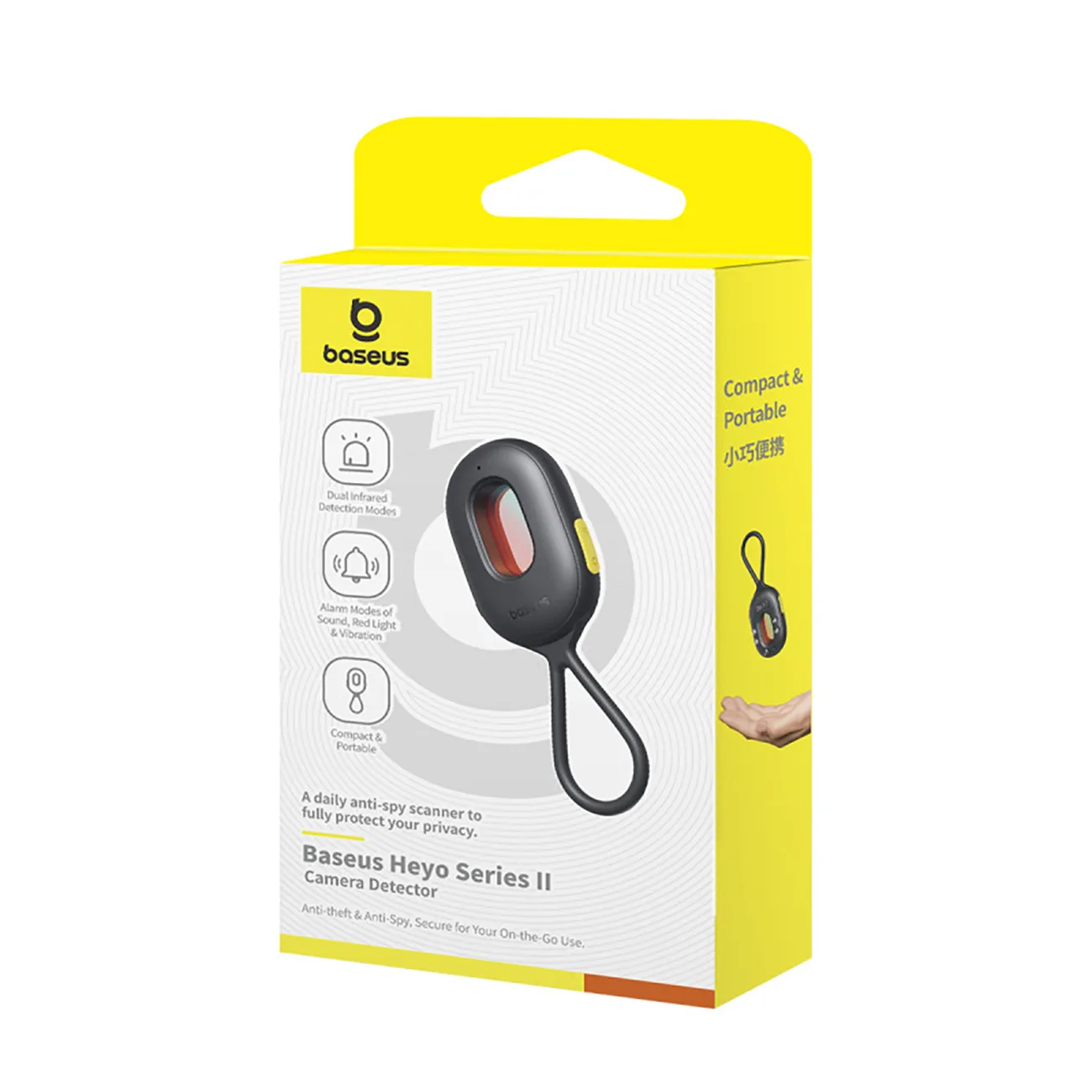 Hidden Camera Detector with Alarm, Mini Flashlight, and USB-A to USB-C Cable - Black 7