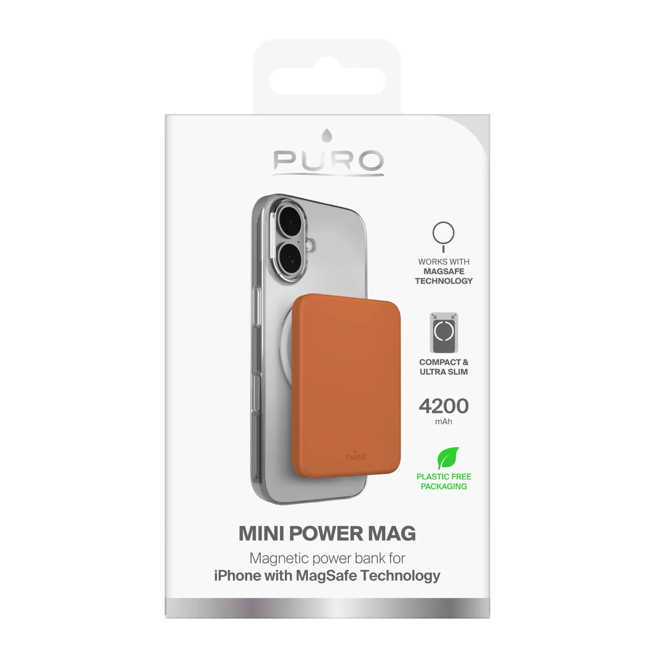 Ultravékony 4200 mAh-s USB-C MagSafe mágneses powerbank – narancssárga 2