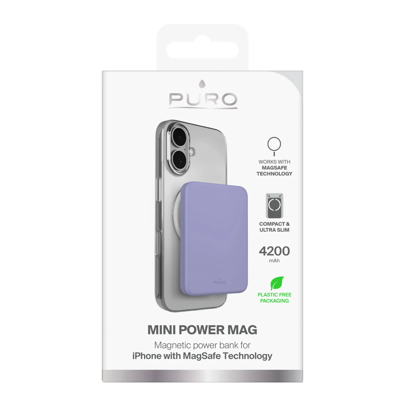 Ultratenká magnetická powerbanka 4200 mAh s USB-C a MagSafe – fialová 2