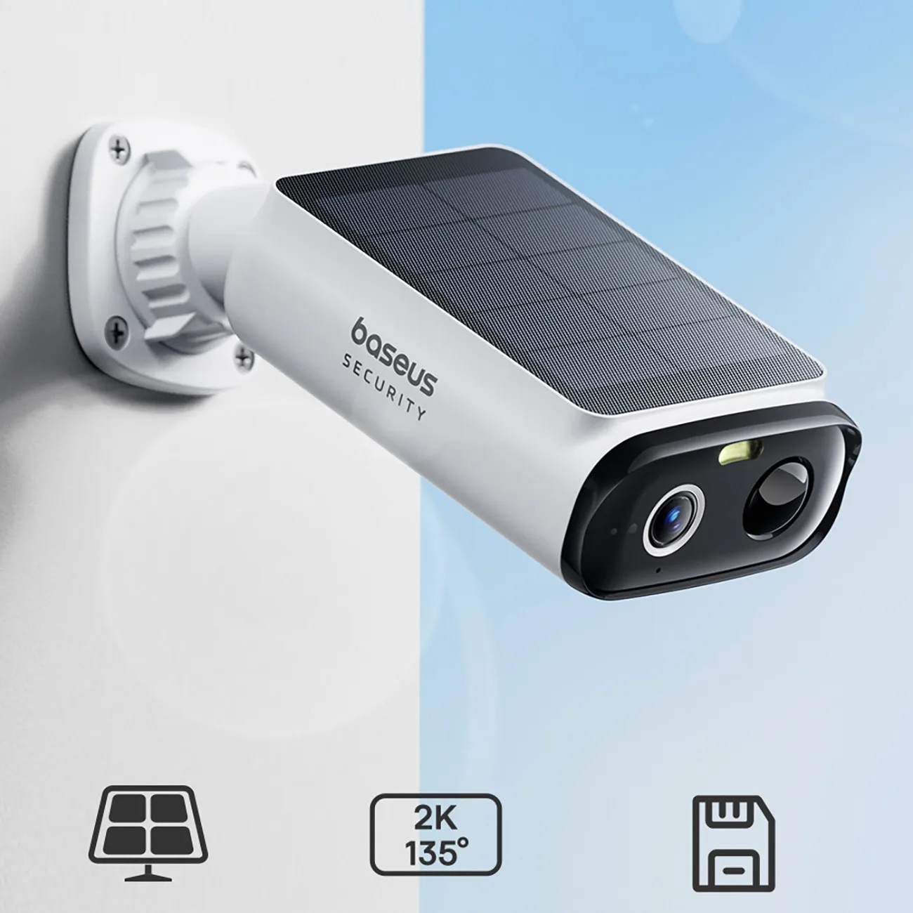 Bezpečnostná vonkajšia kamera Security S1 Lite 5200 mAh 2K so solárnym panelom – biela 3