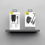 Ładowarka sieciowa USB-A z kablem USB-A - USB-C 2.4A GaN - czarna 3