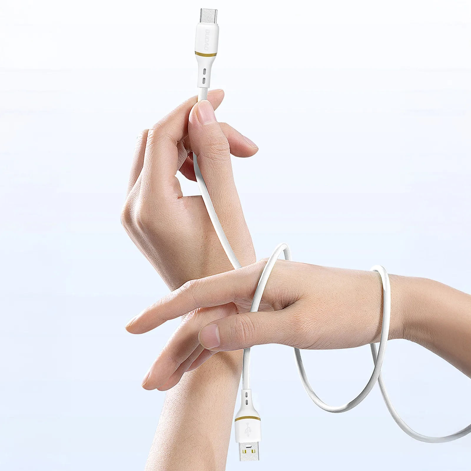 Kabel przewód USB-A - iPhone Lightning w silikonowym oplocie 30W 1m - biały 2