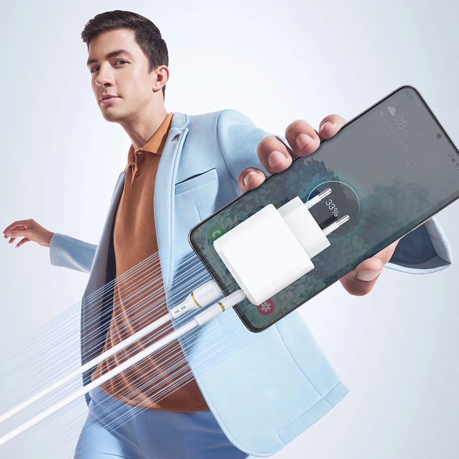 Kabel przewód USB-A - iPhone Lightning w silikonowym oplocie 30W 1m - biały 5