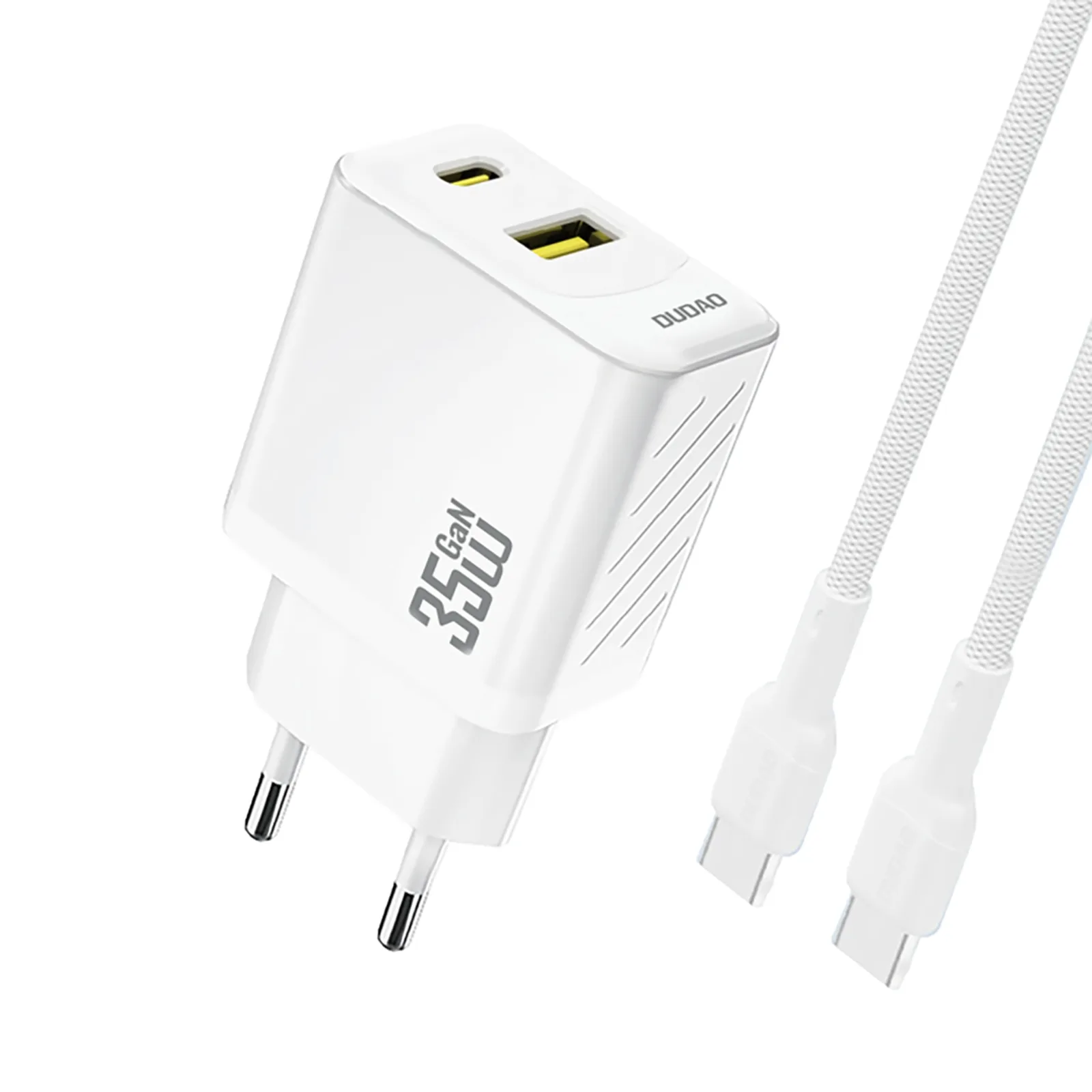 Nástenná nabíjačka USB-A na USB-C s káblom USB-C PD QC s výkonom 35 W – biela Nástenná nabíjačka USB-A na USB-C s káblom USB-C PD QC s výkonom 35 W – biela