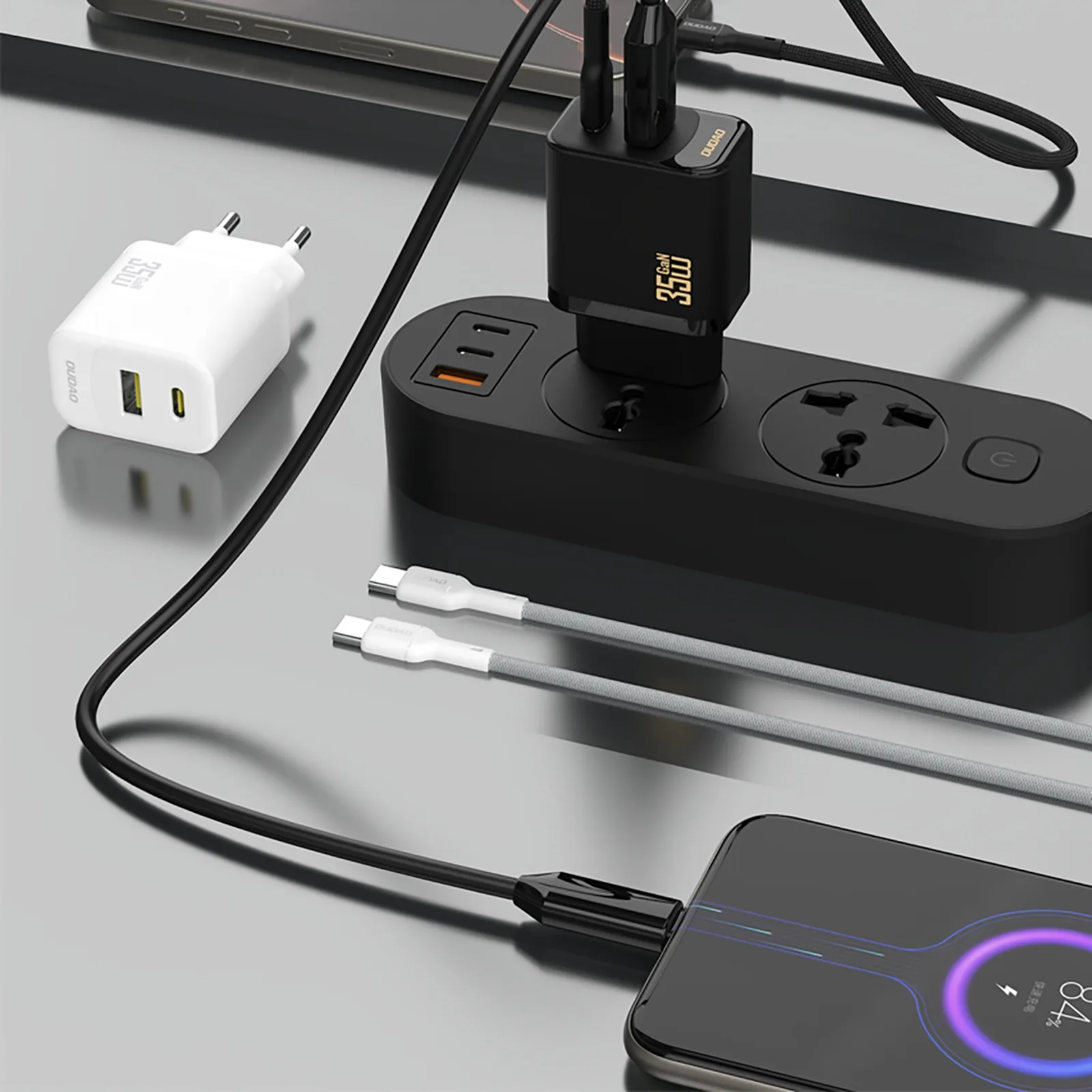 USB-A na USB-C zidni punjač s kabelom USB-C PD QC 35W - bijeli 2