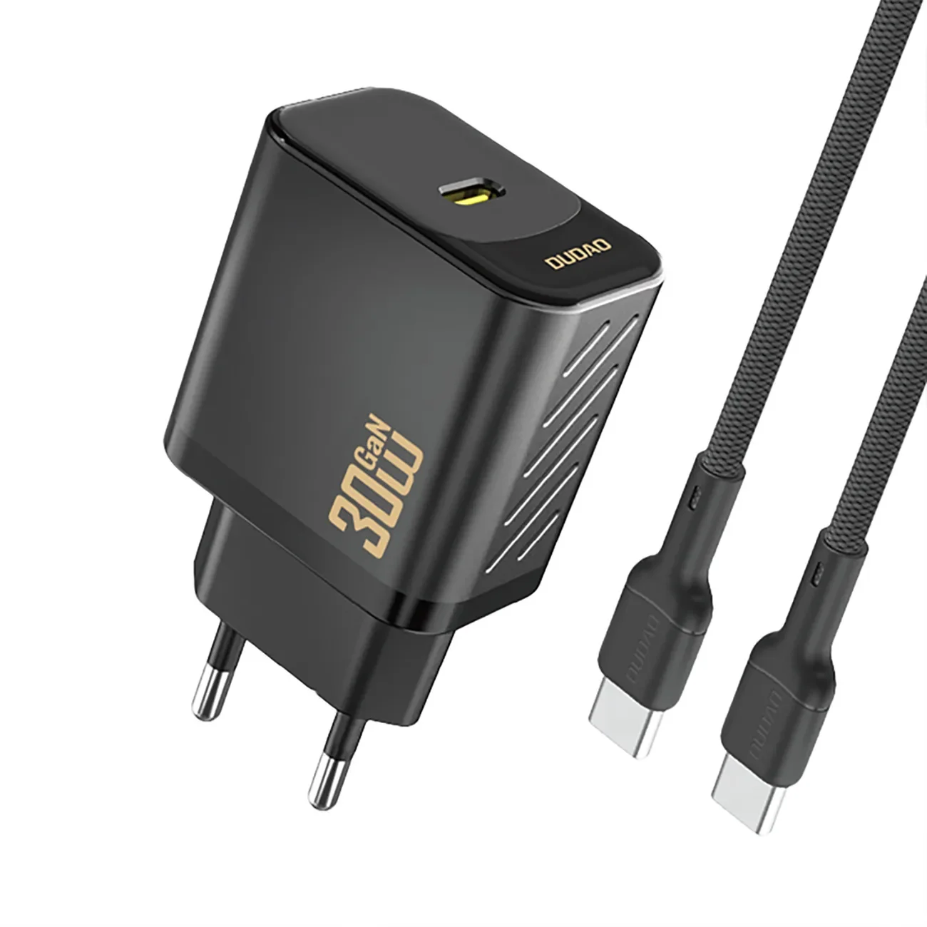 USB-C AC adapter s USB-C kabelom, GaN PD 30W - crni USB-C AC adapter s USB-C kabelom, GaN PD 30W - crni
