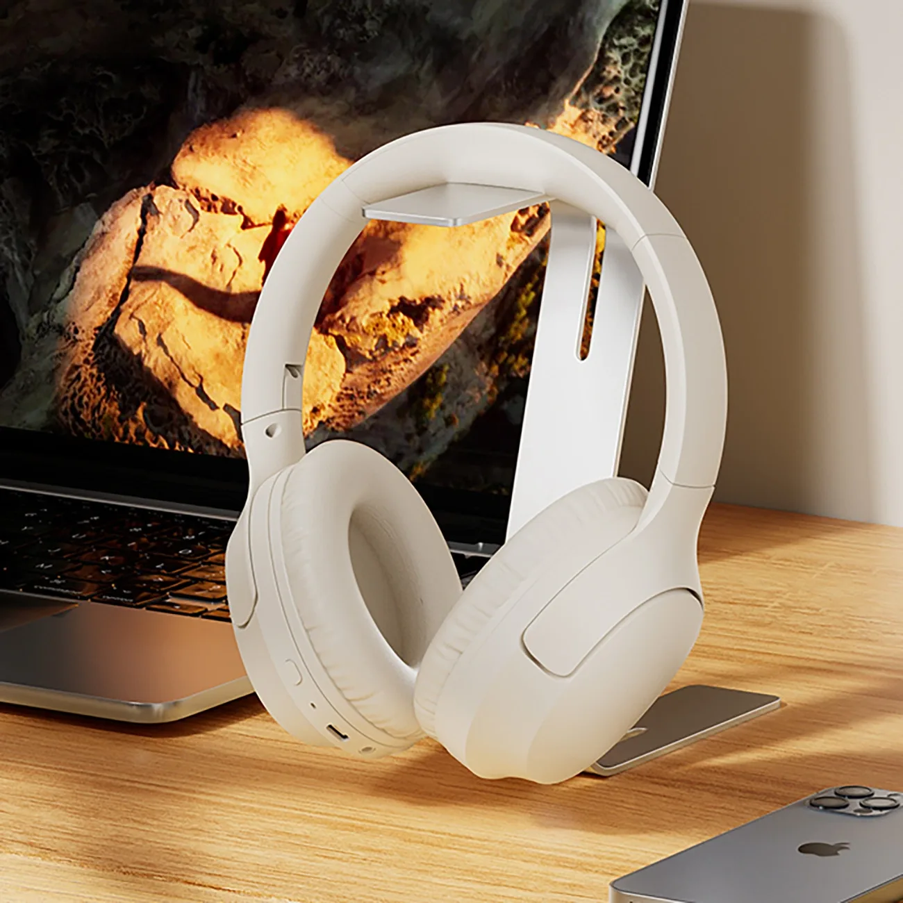 Căști wireless Bluetooth H2 Pro ENC over-ear - alb 8