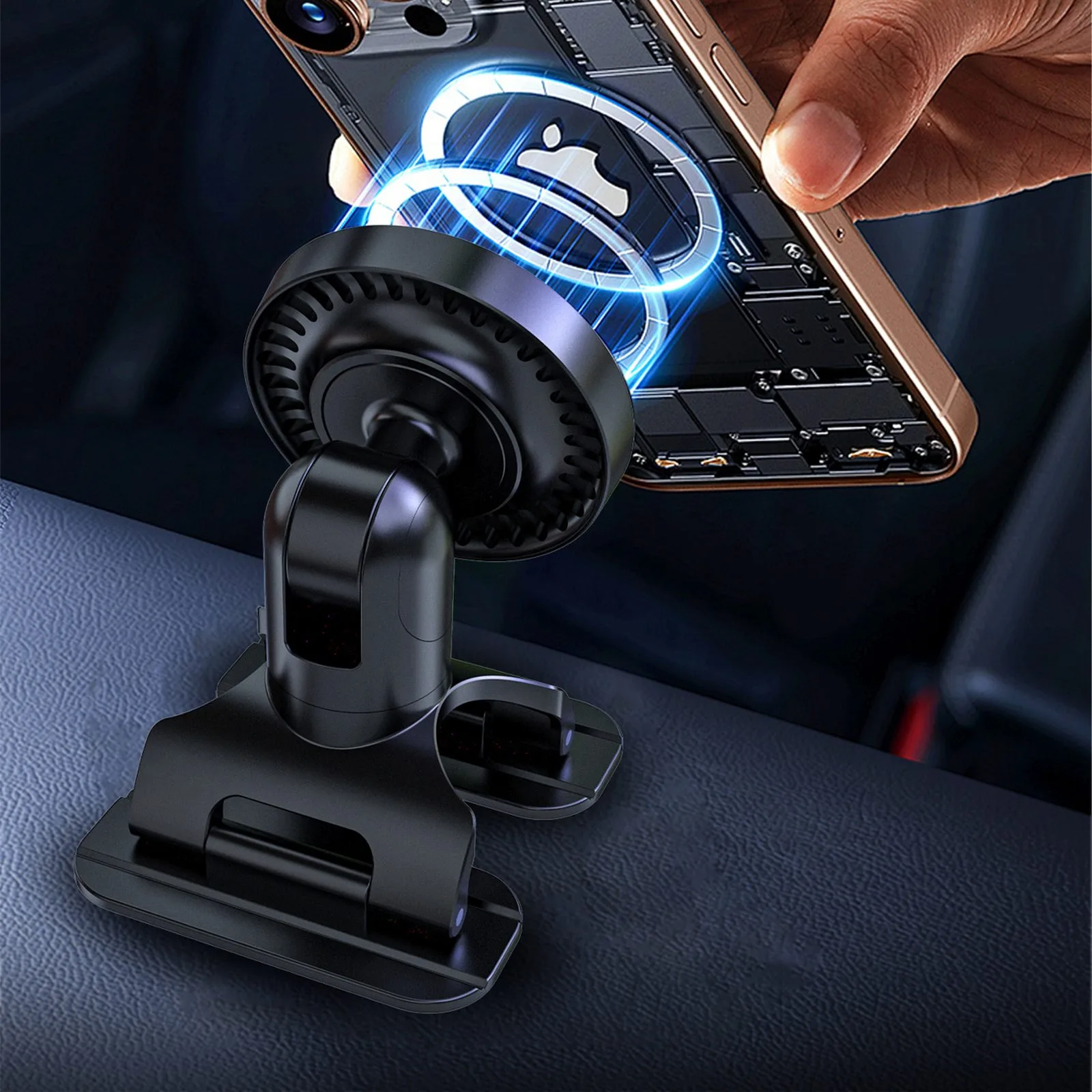 Suport auto pentru smartphone-uri pe bord sau parbriz (MagSafe) - negru 5