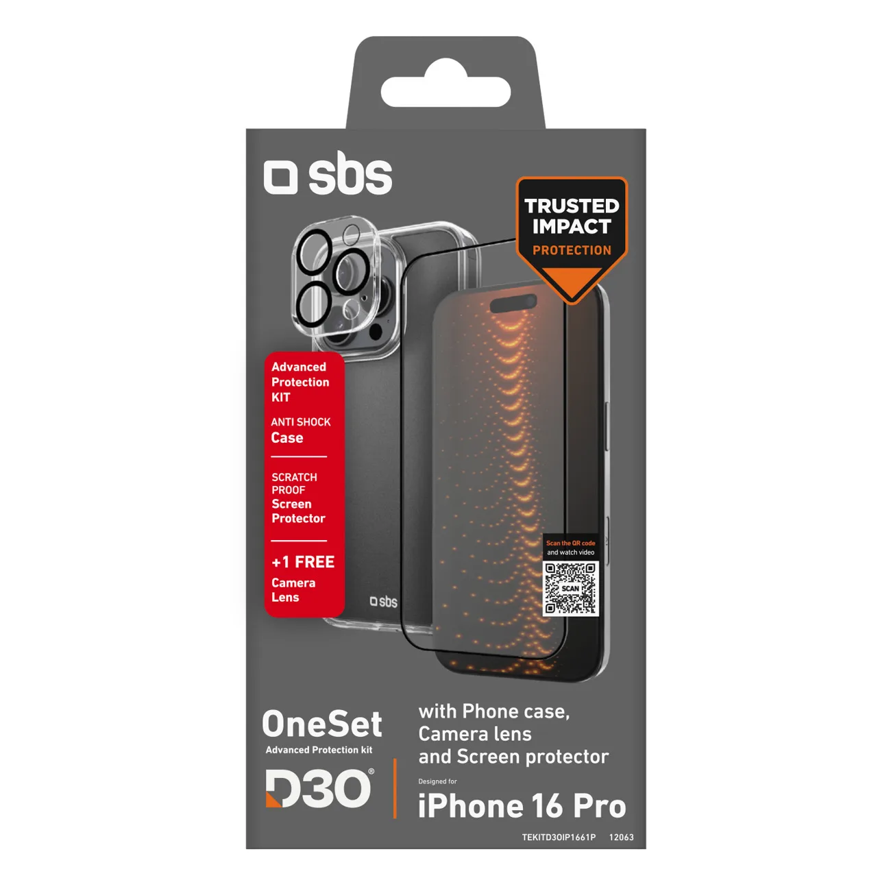 Set de protecție 3-în-1 pentru iPhone 16 Pro: husă, protecție pentru ecran și protecție pentru obiectivul camerei D3O - transparent 2