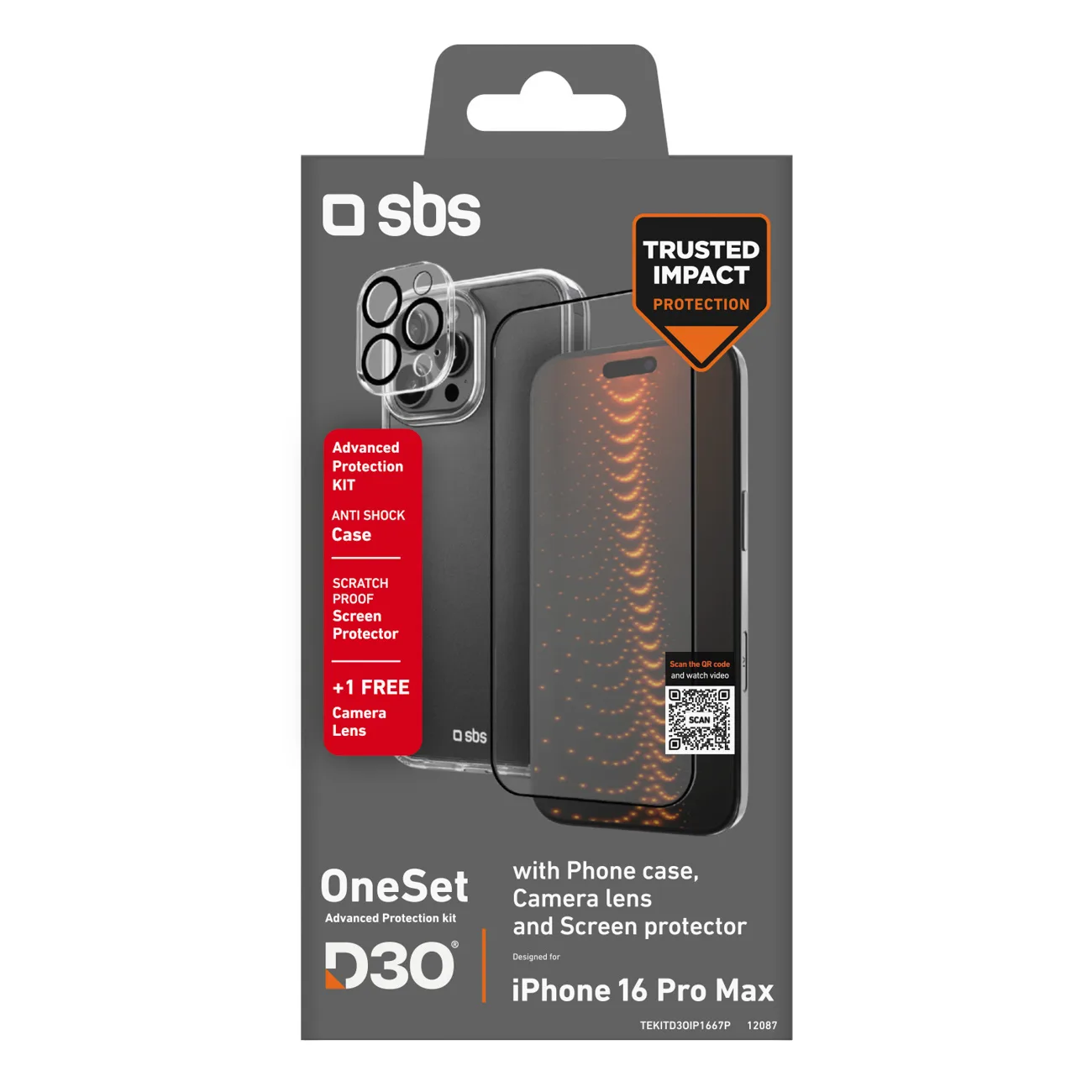Súprava ochrany 3 v 1 pre iPhone 16 Pro Max: puzdro, ochranná fólia na displej a ochranná fólia na fotoaparát s technológiou D3O – priehľadná 2