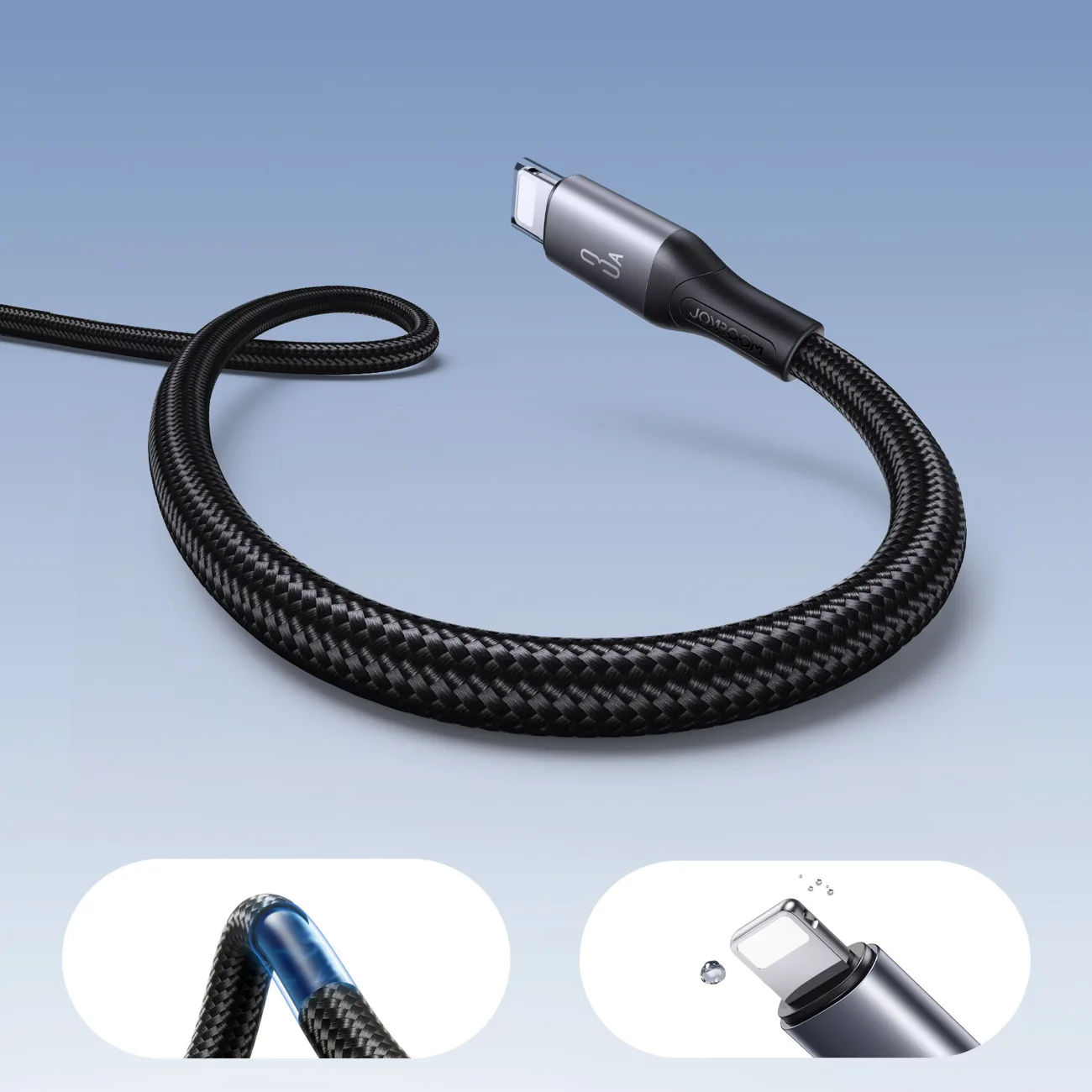USB-A na iPhone Lightning kabel - Flash Series 3A 1m - crni 7