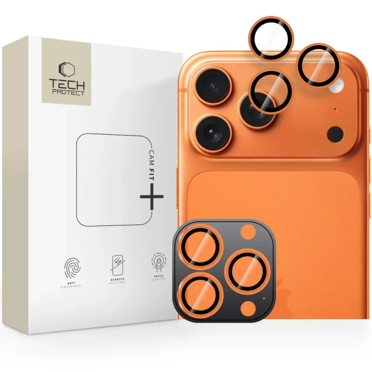Kamerafedél iPhone 14 Pro / Max / 15 Pro / Max / 16 Pro / Max / 17 Pro / Max készülékekhez – narancssárga