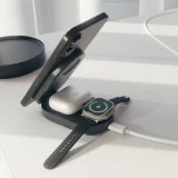 Bezdrôtová skladateľná nabíjacia stanica 3 v 1 pre iPhone, Apple Watch a AirPods QI2 MFI – čierna 10